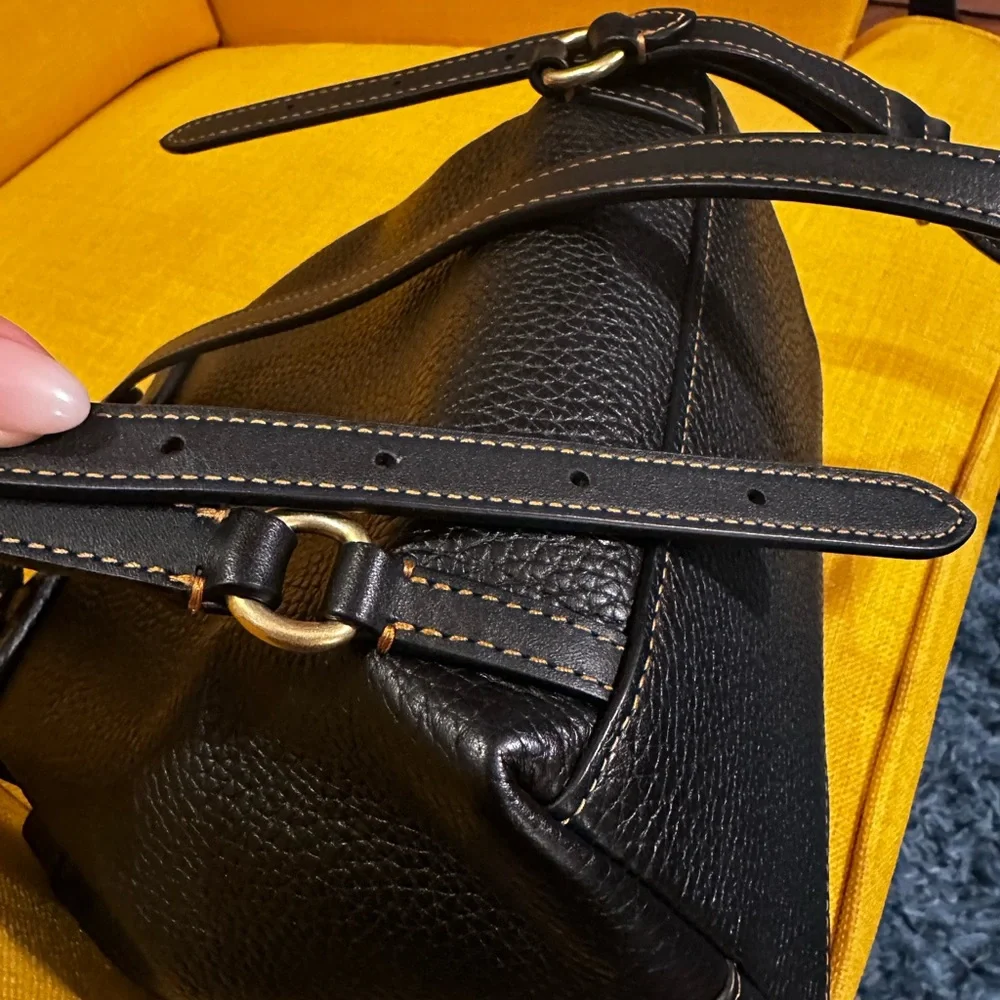 Coach Black Pebbled Leather Backpack with Gold Hardware